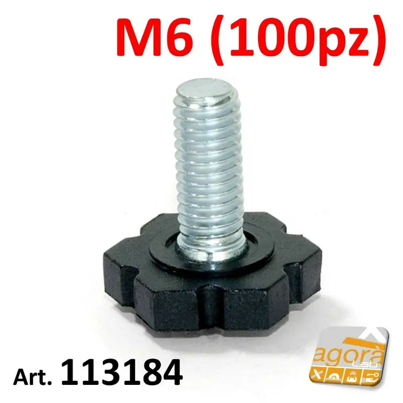 100pz PIEDI PIEDE PIEDINO FILETTATO M6X16MM PLASTICA NERA D17x5 X MOBILI E TELAI.