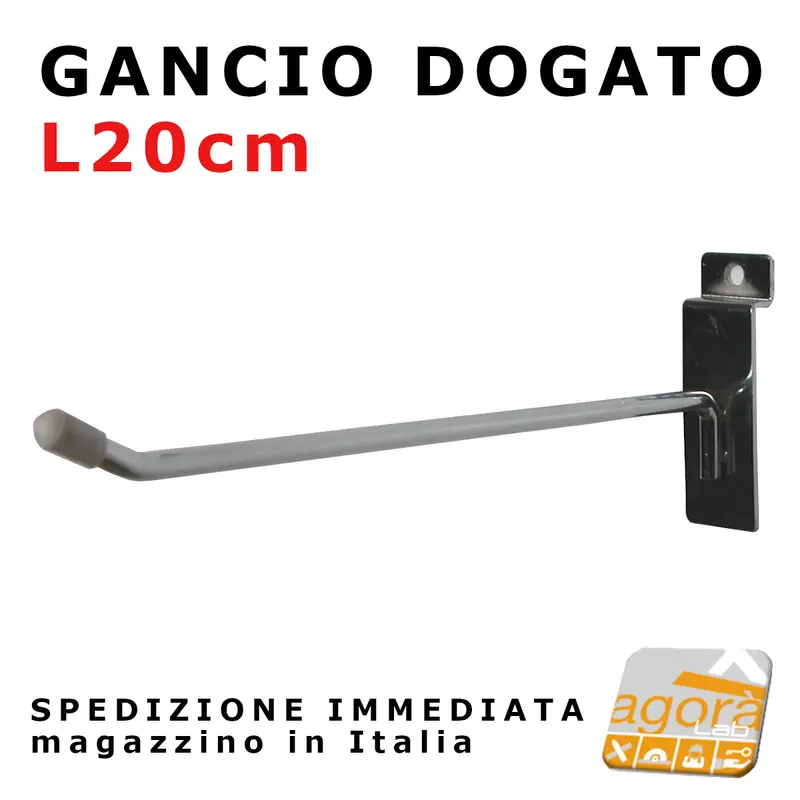 10pz GANCI GANCIO PORTABLISTER 20 CM CROMATI PER PANNELLO DOGATO ARREDAMENTO NEGOZIO.