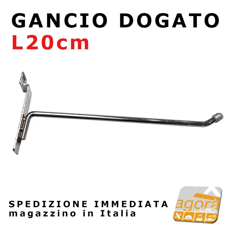 10pz GANCI GANCIO PORTABLISTER 20 CM CROMATI PER PANNELLO DOGATO NEGOZIO ARREDO.