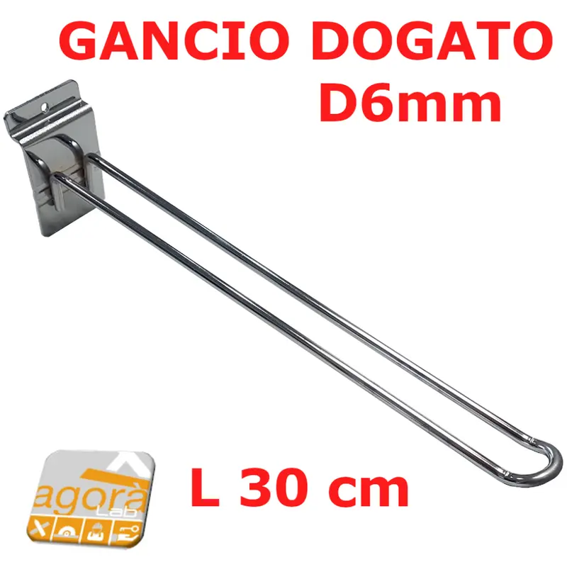 10pz GANCI PORTABLISTER 30 CM CROMATI X PANNELLO DOGATO ATTREZZATURA NEGOZI BROCHE ARREDO.