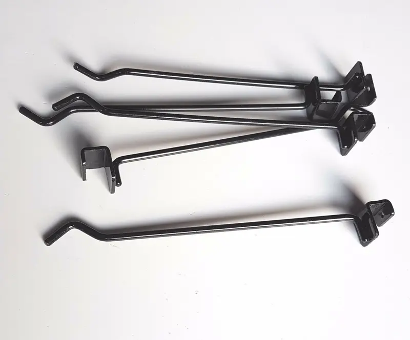10pz GANCIO GANCI CM.25 ATTREZZATURA NEGOZIO x barra 15 filo D6 NERO USATO.