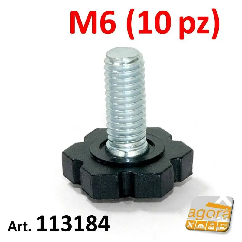 10pz PIEDI PIEDE PIEDINO FILETTATO M6X16MM PLASTICA NERA D17x5 X MOBILI E TELAI.