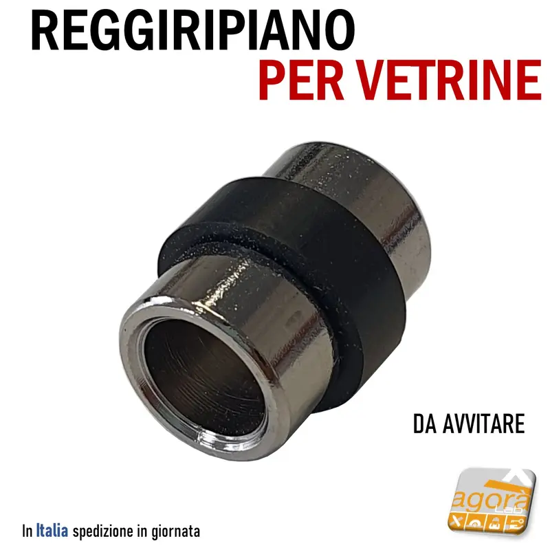 10Pz REGGIRIPIANO (PERNO) PER VETRINE E RIPIANI CON GOMMA DIAM.12X18 REGGIVETRO