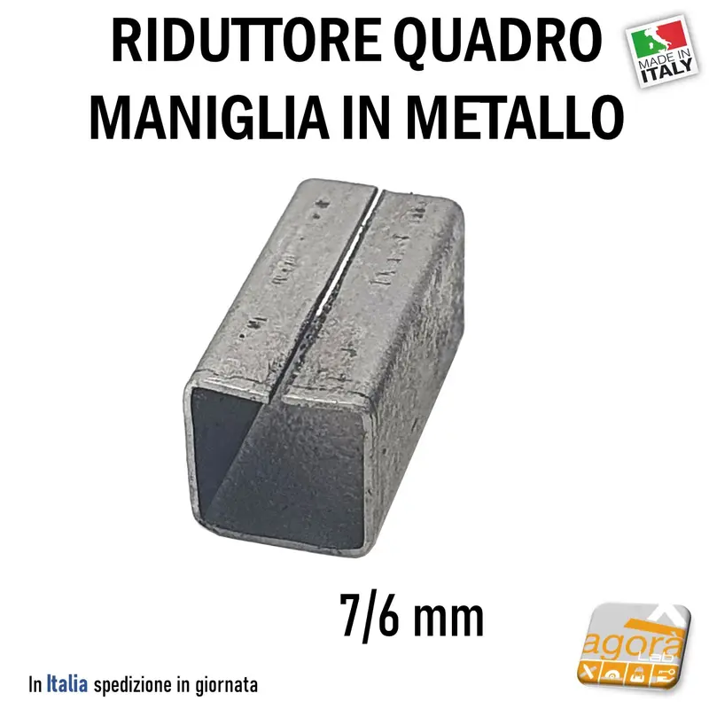 10Pz RIDUTTORE Q7/6 PER MANIGLIA POMOLO PORTA RIDUZIONE 7-6MM PER SERRATURA QUADRO 6-7 ACCIAIO
