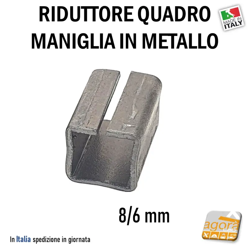 10Pz RIDUTTORE Q8/6 PER MANIGLIA POMOLO PORTA RIDUZIONE 8-6MM PER SERRATURA QUADRO 6-8 ACCIAIO