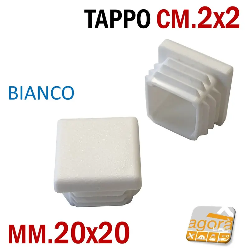 10pz TAPPI TAPPO BIANCO QUADRATO 20x20 SOTTOPIEDE ALETTATO cm 2x2 COPRITESTA BELLO