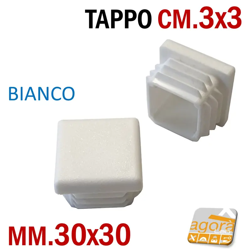 10pz TAPPI TAPPO BIANCO QUADRATO 30x30 SOTTOPIEDE ALETTATO cm 3x3 COPRITESTA BELLO