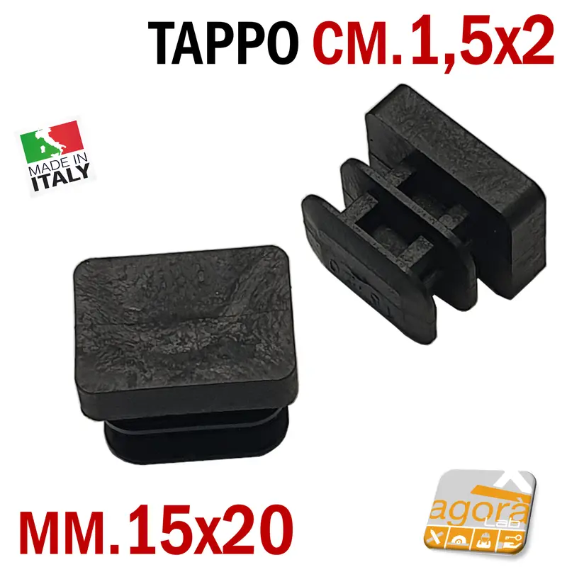 10pz TAPPI TAPPO RETTANGOLARE 15x20 NERO PUNTALE PLASTICA cm 1,5x2 SOTTOPIEDE ALETTATO