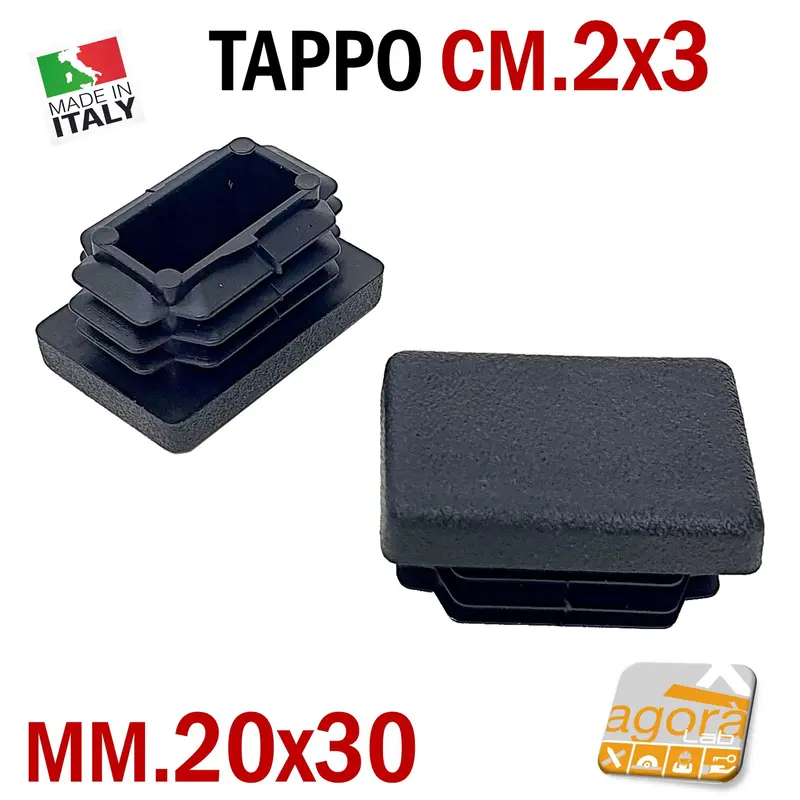 10pz TAPPI TAPPO RETTANGOLARE 20x30 COPRITESTA NERO PUNTALE PLASTICA cm 2x3 ALETTATO