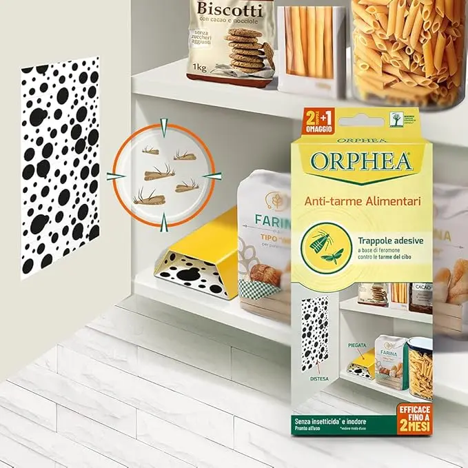 2 + 1 Orphea Antitarme Alimentare, Trappole Adesive Contro Le Tarme Del Cibo, Farfalline, Senza Insetticida E Inodore, 4 unità (Confezione da 1)