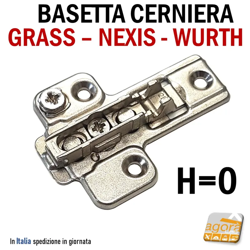 2-10pz BASE REGOLABILE X CERNIERE A MOLLA H=0 Grass Wurth RAPIDA X VITE SVASATA