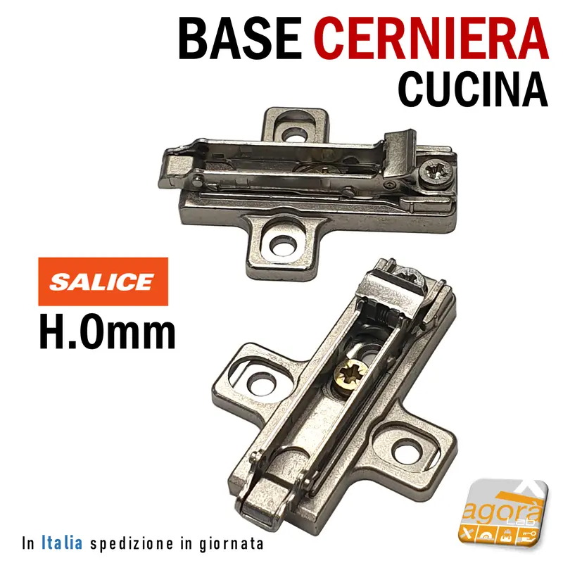 2-10pz BASE REGOLABILE X CERNIERE A MOLLA SALICE H=0 INNESTO RAPIDO DA AVVITARE
