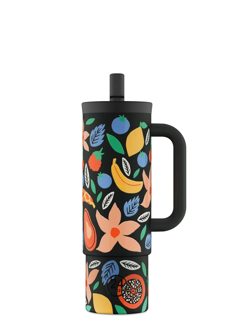 24 BOTTLES - STRAW CUP 800ML IN ACCIAIO DECORATO