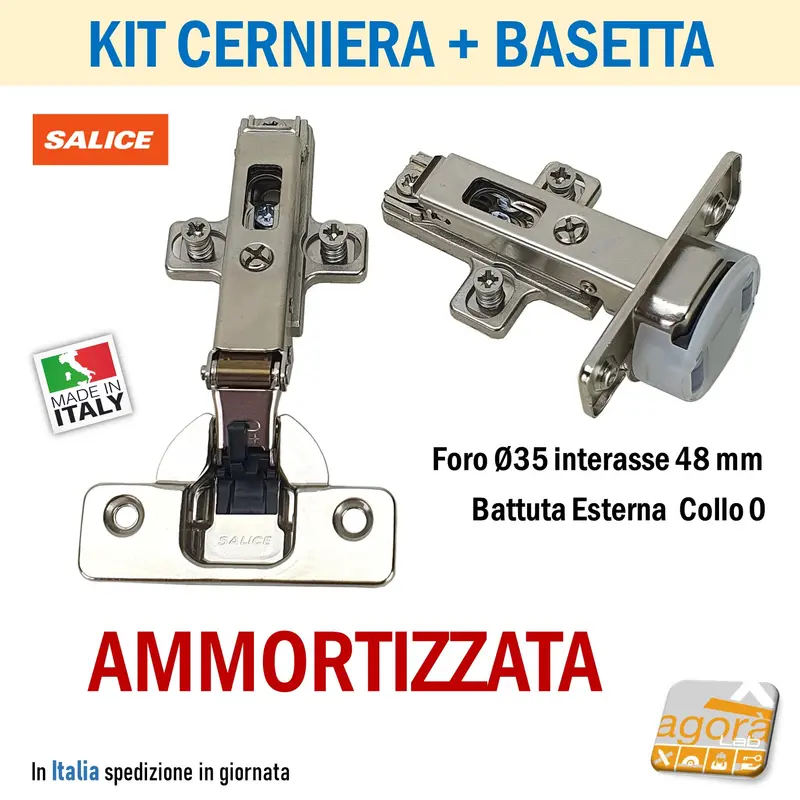 2pz CERNIERA AMMORTIZZATA CUCINA CON BASE FORO 35mm SOFT RICAMBIO SALICE int 48