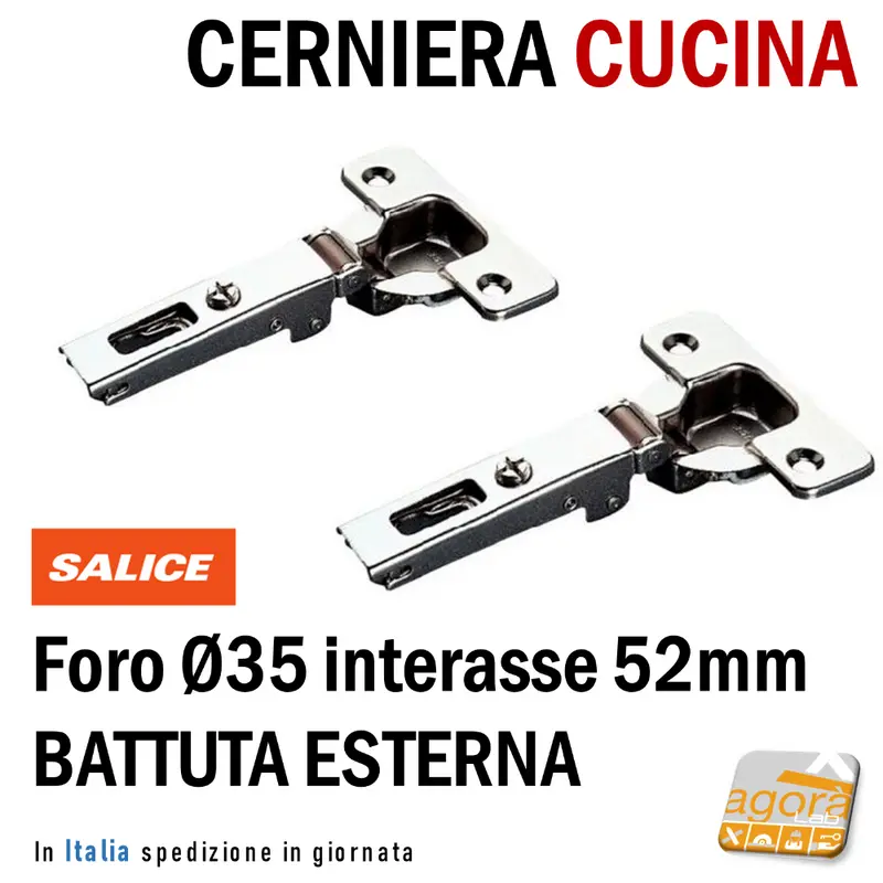 2pz CERNIERA CUCINA A MOLLA FORO 35mm COLLO DIRITTO RICAMBIO SALICE WURTH int 52