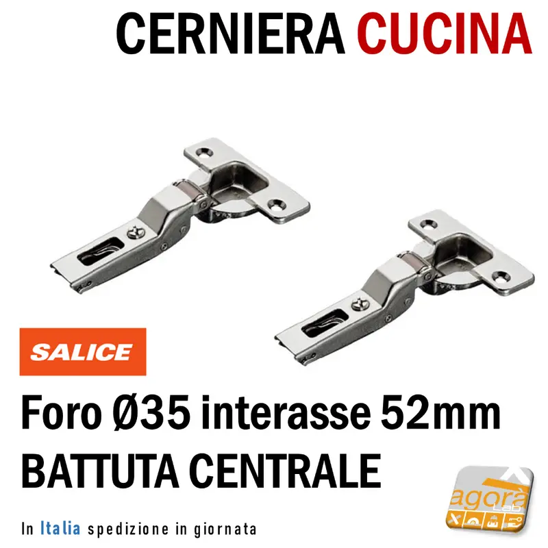 2pz CERNIERA CUCINA A MOLLA FORO 35mm MEZZO COLLO RICAMBIO SALICE WURTH BATTUTA CENTRALE int 52