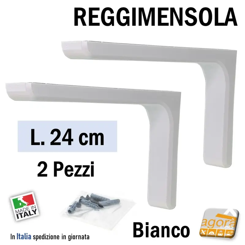 2pz REGGIMENSOLA A L IN METALLO CON COVER BIANCA L 24cm REGGIRIPIANO STAFFA SUPPORTO