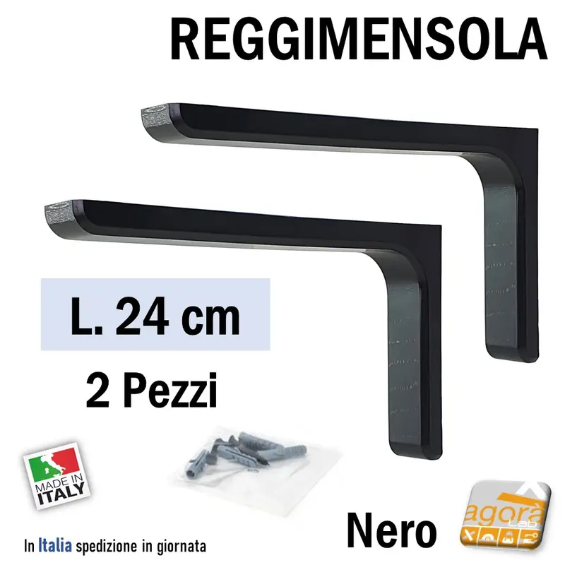2pz REGGIMENSOLA A L IN METALLO CON COVER NERA L 24cm REGGIRIPIANO STAFFA SUPPORTO
