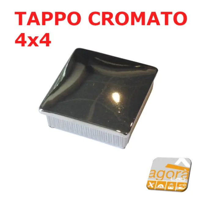 4pz TAPPI TAPPO CROMATO BOMBATO COPRI TESTA 40 x 40 x1.5mm IN ABS PUNTALE cm.4x4.