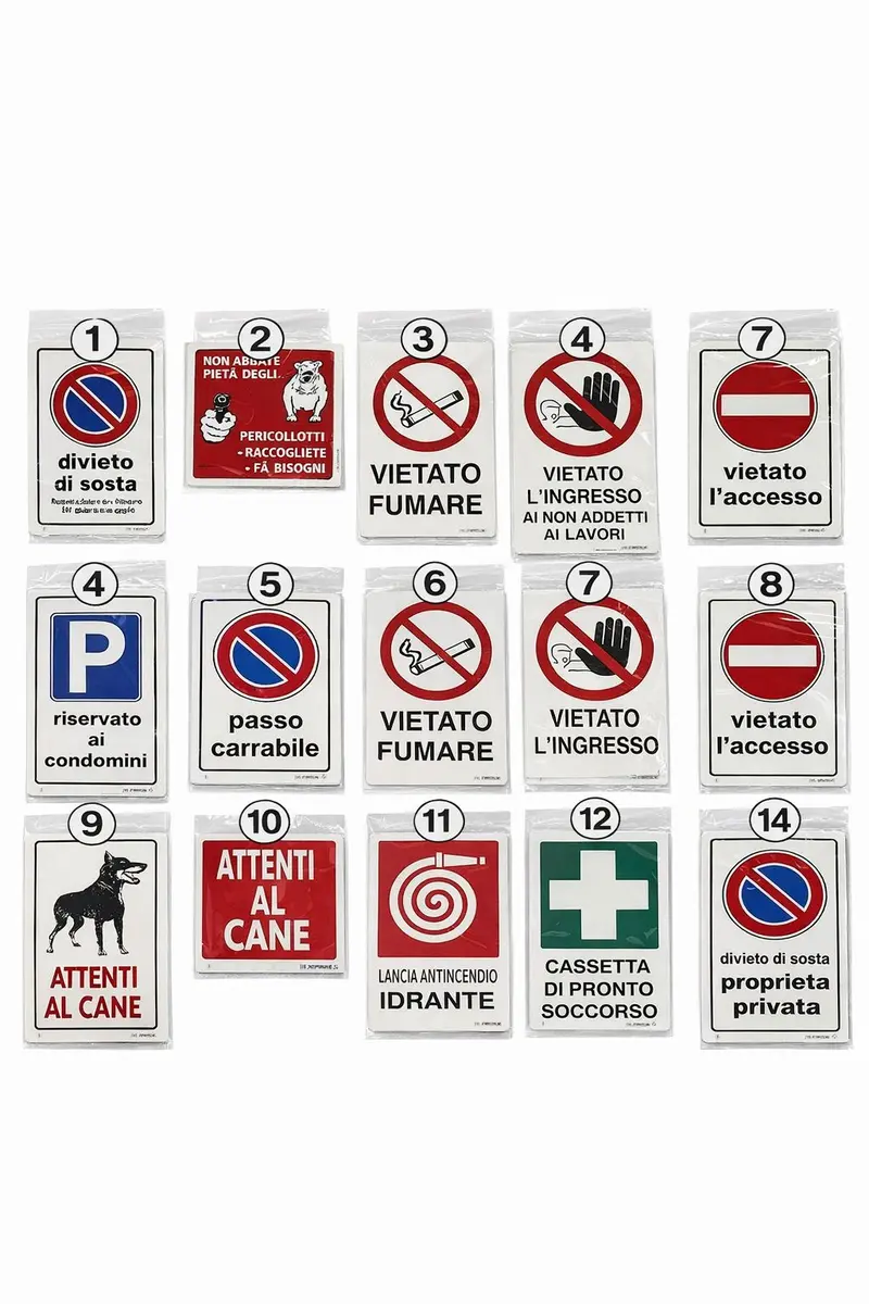 5 pz Cartello segnaletico in plastica 30x20cm x referenze a scelta