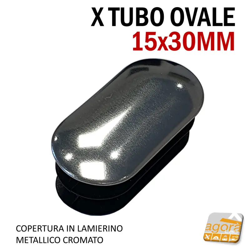 5 Pz TAPPI TAPPO CROMATO OVALE bombato copri testa 30 x 15 mm in Lamierino Metallico cm 3x1,5