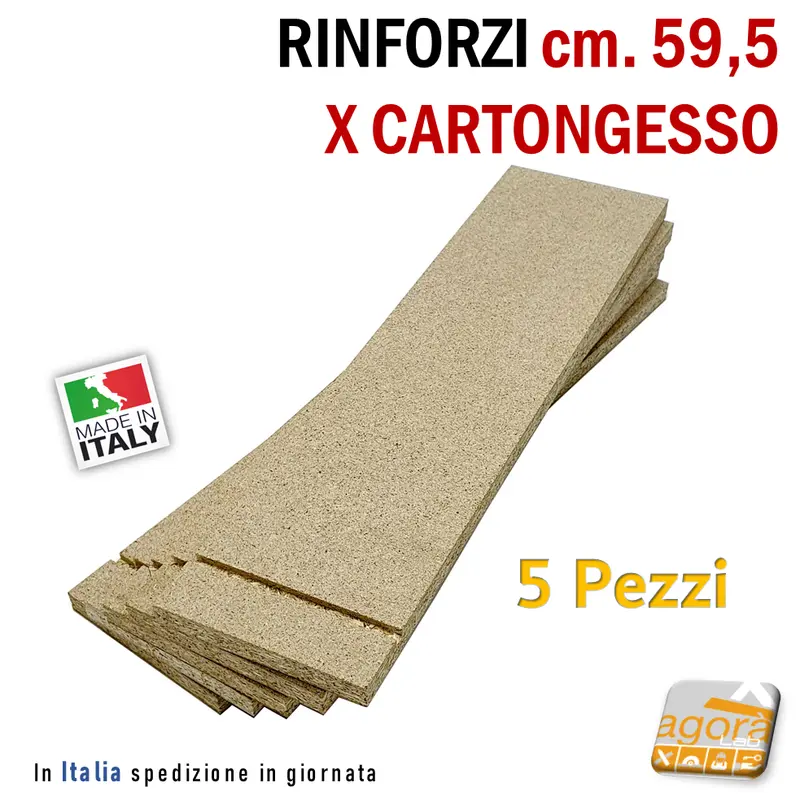 5pz RINFORZO PARETE CARTONGESSO IN LEGNO X CTG PASSO STD 60CM X IRROBUSTIRE E FISSAGGIO