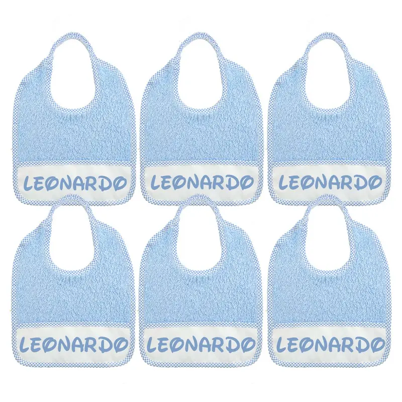 6 BAVAGLINI piccoli 24x27 con ELASTICO personalizzati con il nome che vuoi tu.