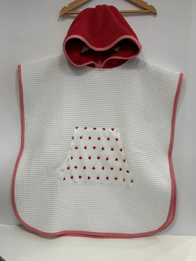 Accappatoio Baby Cuori Rosso