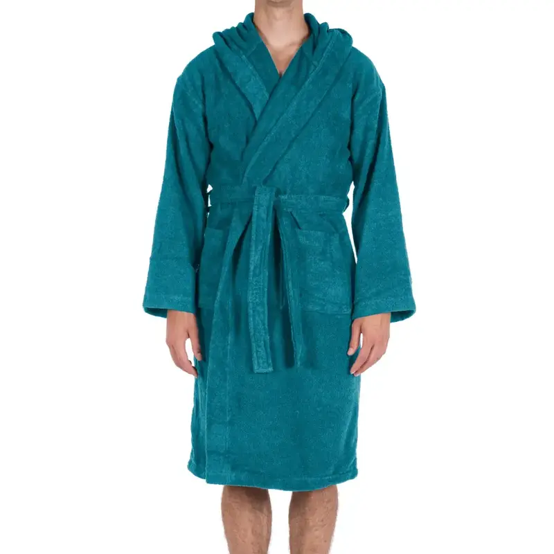 Accappatoio unisex uomo-donna con cappuccio in spugna di cotone a tinta unita Versilia | Zita del Forte