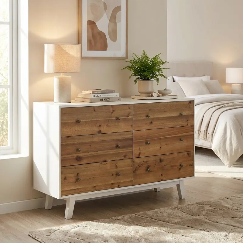 Ada - cassettiera in legno bianco marrone