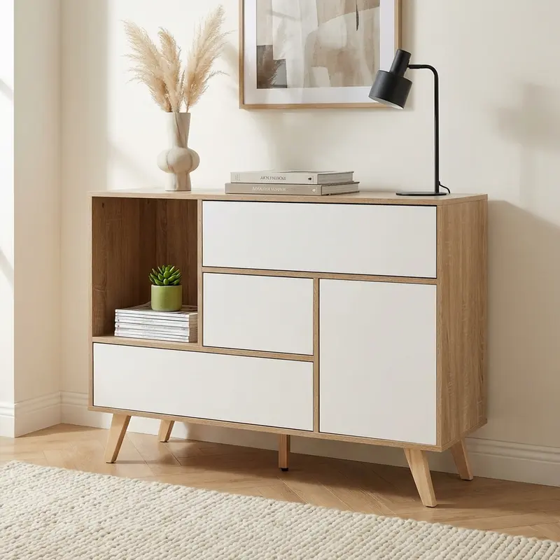 Adelchi - credenza bianco naturale in truciolare