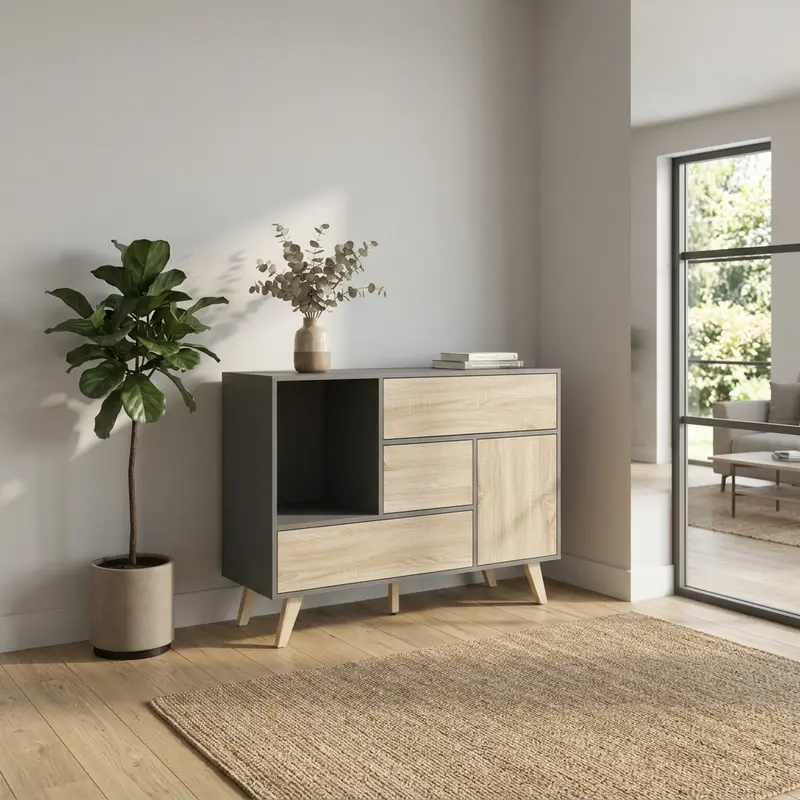 Adelchi - credenza in truciolare antracite marrone