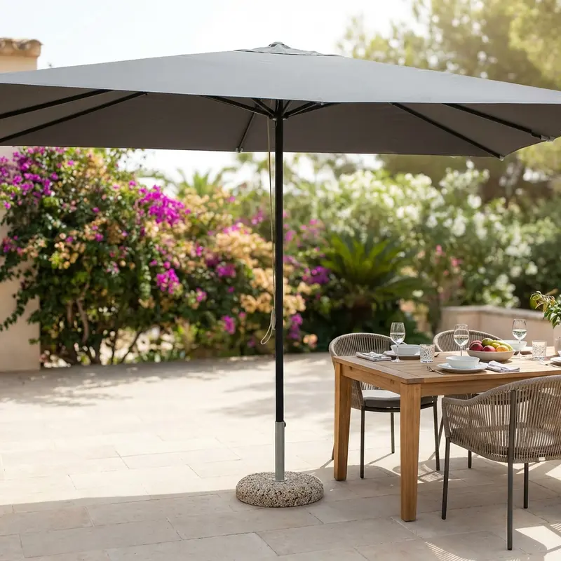 Agrigento - ombrellone palo centrale 3 x 4 m grigio nero