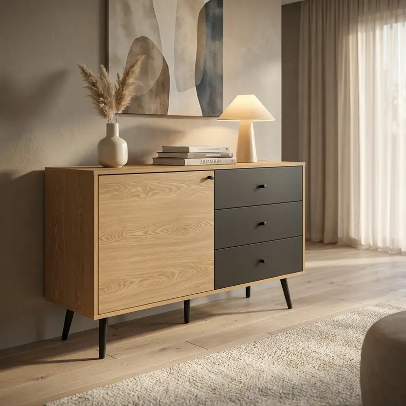 Alberico - credenza in truciolare nero naturale