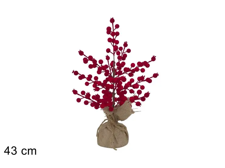 ALBERO 43CM BACCHE EFFETTO VELLUTO BORDEAUX