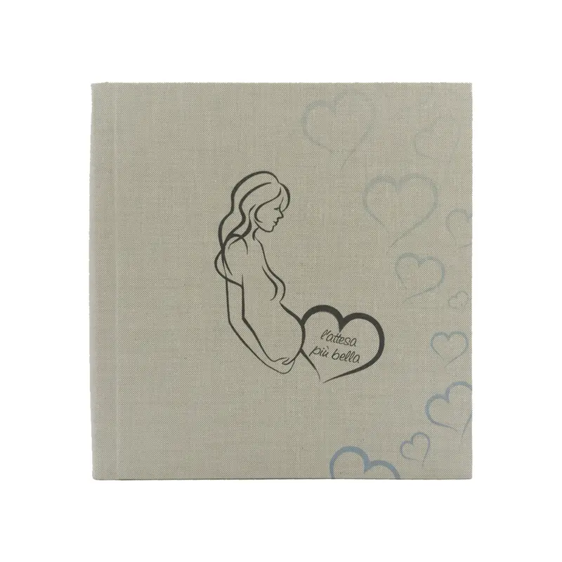 Album Diario gravidanza neutro cuori celeste l'attesa pù bella