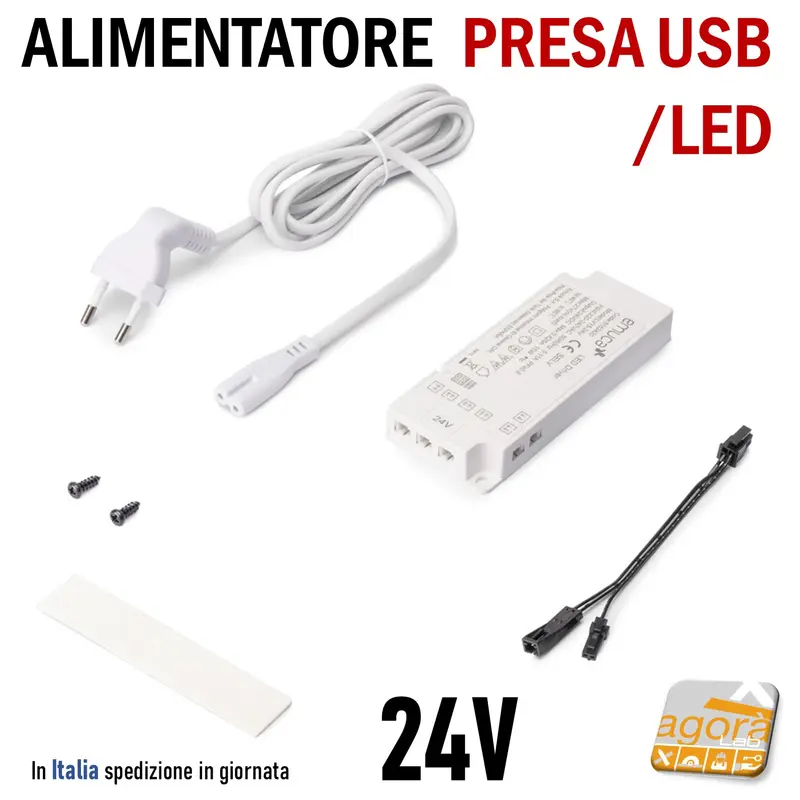 ALIMENTATORE STRIP LED 24V 15W SMART MINILED PRESA USB