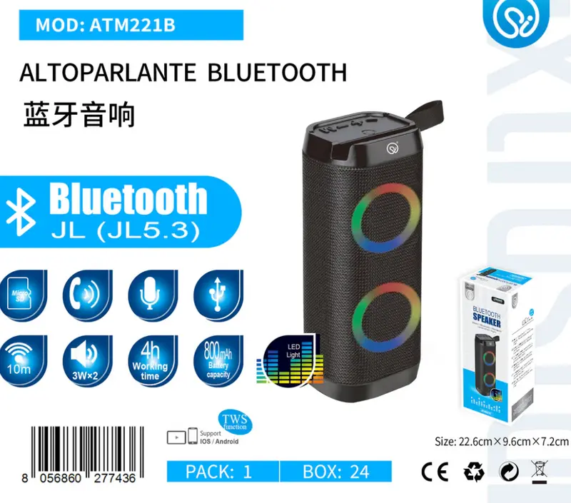 ALTOPARLANTE BLUETOOTH V5.3 JL 800MAH NERO QTA/24