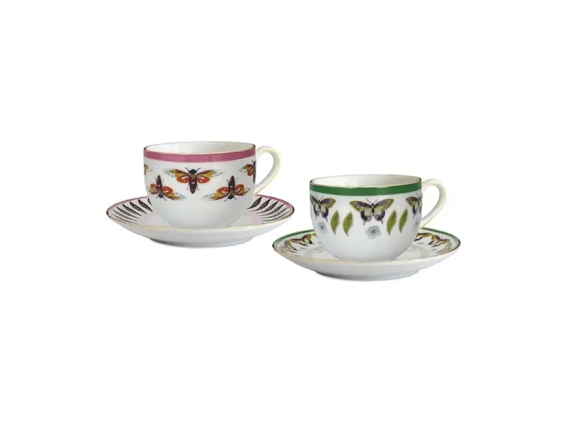 AMAZZONIA SET 2 TAZZE THE' CON PIATTINO BACI MILANO