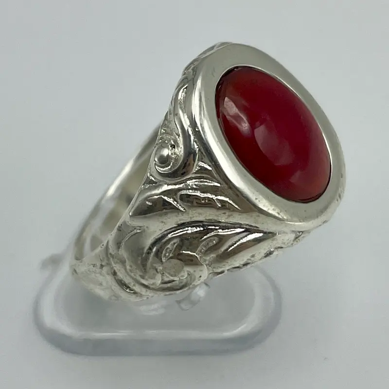 Anello corniola ovale montatura argento 925 Italia 2020 ca