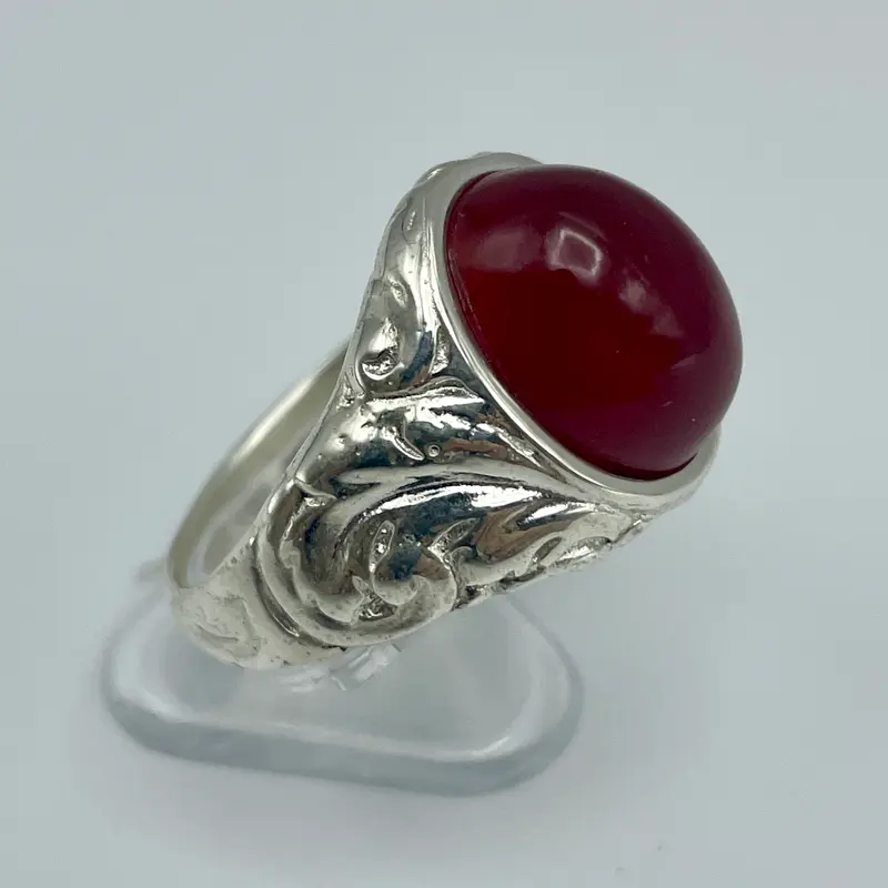 Anello corniola ovale montatura argento 925 Italia 2020 ca