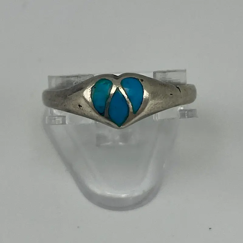 Anello cuore turchese argento 925 Italia 1970 ca