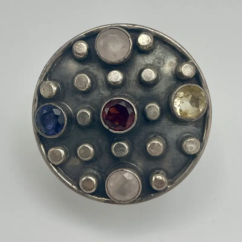 Anello pietre sfere argento 925 Italia 1970 ca