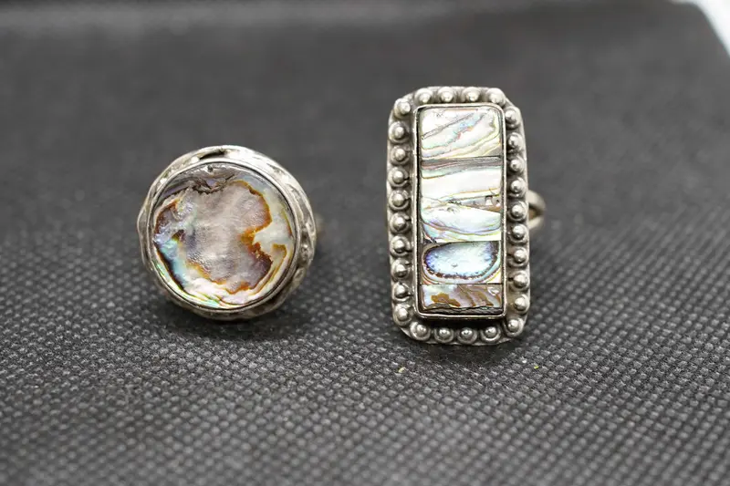 Anello Vintage in Argento 925 con Madreperla Abalone Paua Naturale (Modelli geometrici)