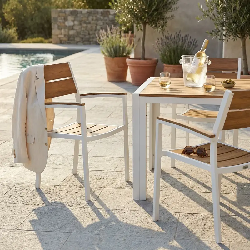 Antonio - sedia con braccioli in alluminio e polywood