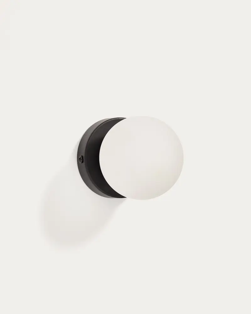 Applique Brisia in metallo con finitura nera e 1 sfera in vetro satinato Ø 8 cm