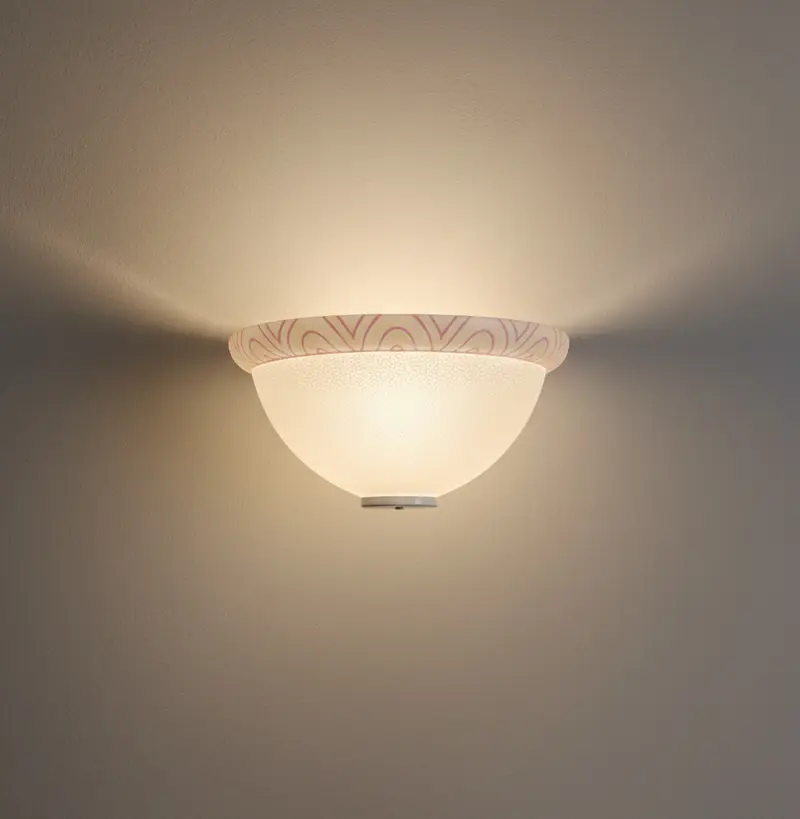 Applique Classica in Vetro, Lampada da Parete a Mezzaluna, 1 Luce, per Bagno, Camera, Soggiorno, Cucina, Scala, Corridoio art. goccia rosa