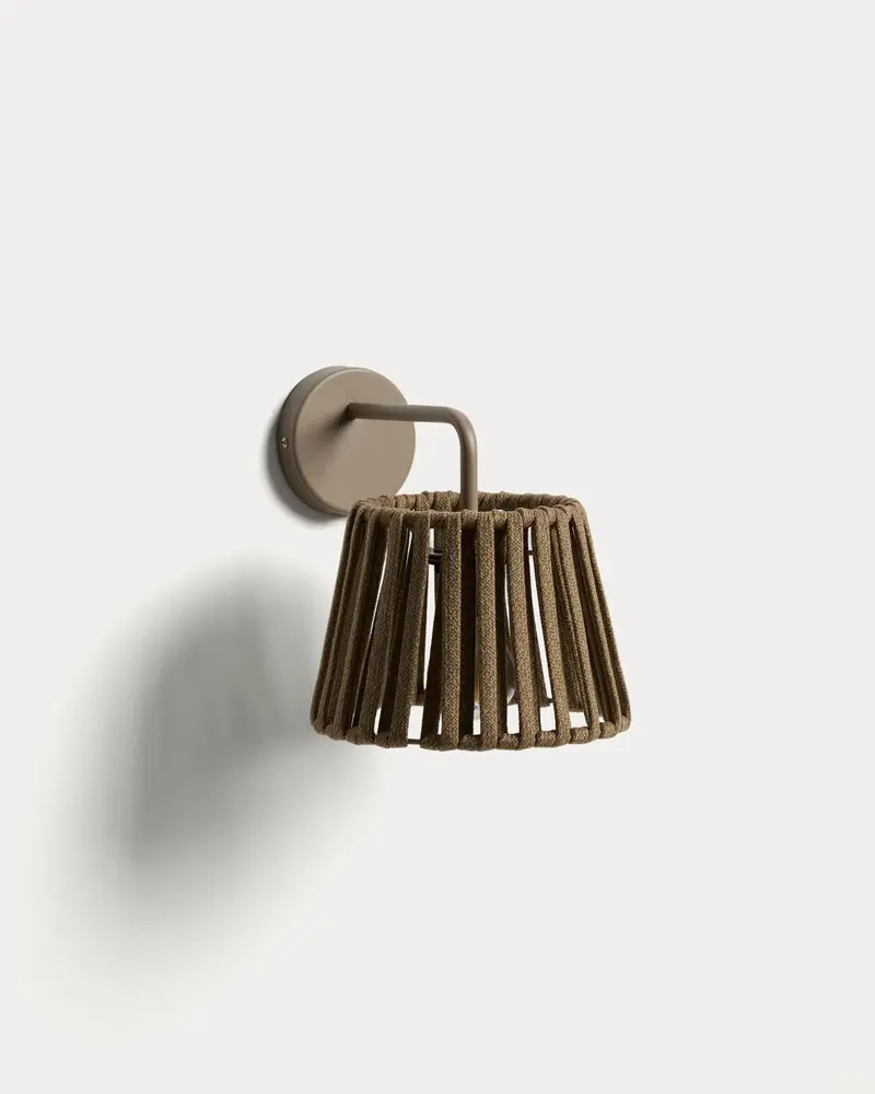 Applique da esterno Aldet in corda piatta e metallo beige