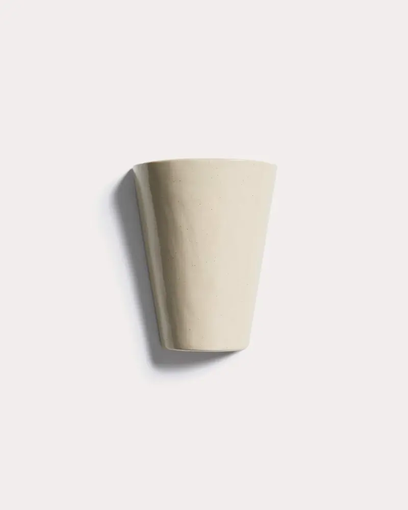 Applique da parete Ceren in ceramica beige 13 cm