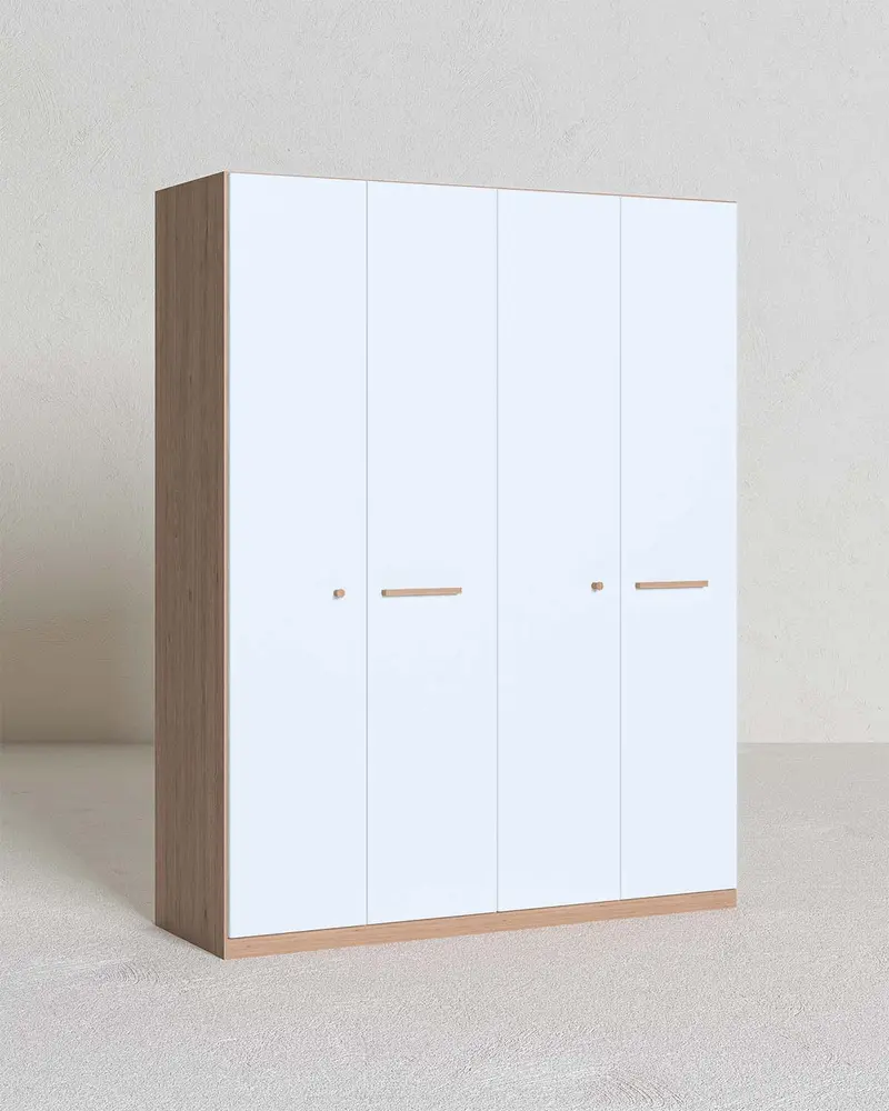 Armadio Eva H.230 - Guardaroba moderno - 4 ante - 4 varianti colore personalizzabile - 2 ripiano regolabile incluso - ripiani regolabili opzionali